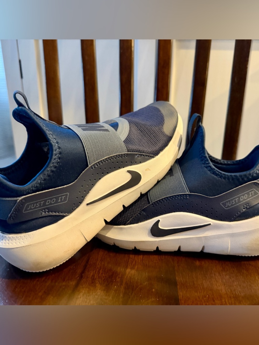 Nike Navy and Gray Slip-On Athletic Sneakers